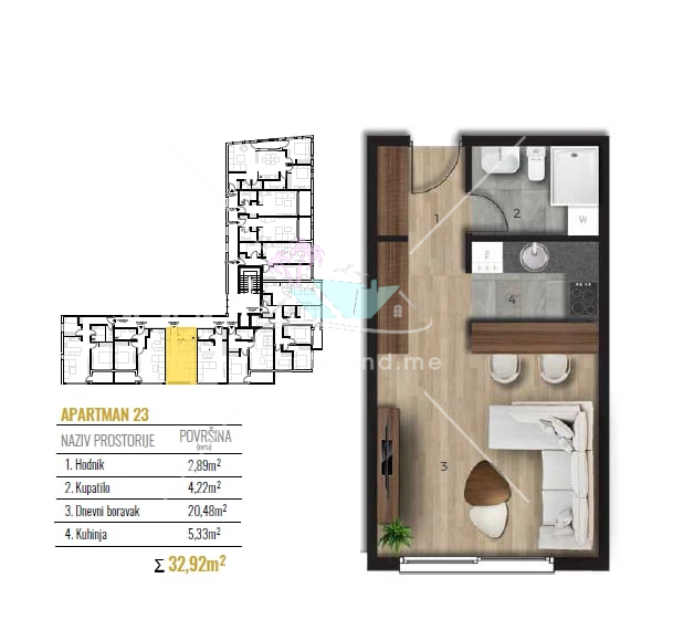 Apartment, offers sale, PODGORICA, TOLOŠI, Montenegro, 33M, Price - 61200€